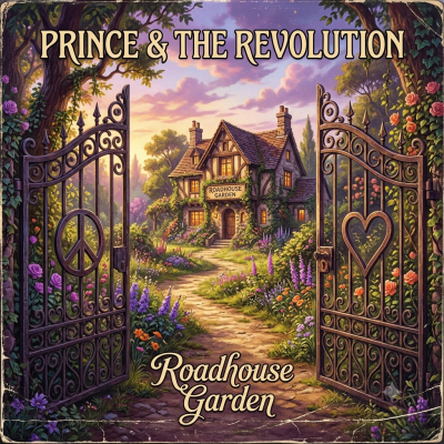 Roadhouse Garden - illustration créée par IA d'une pochette d'album de Prince & The Revolution